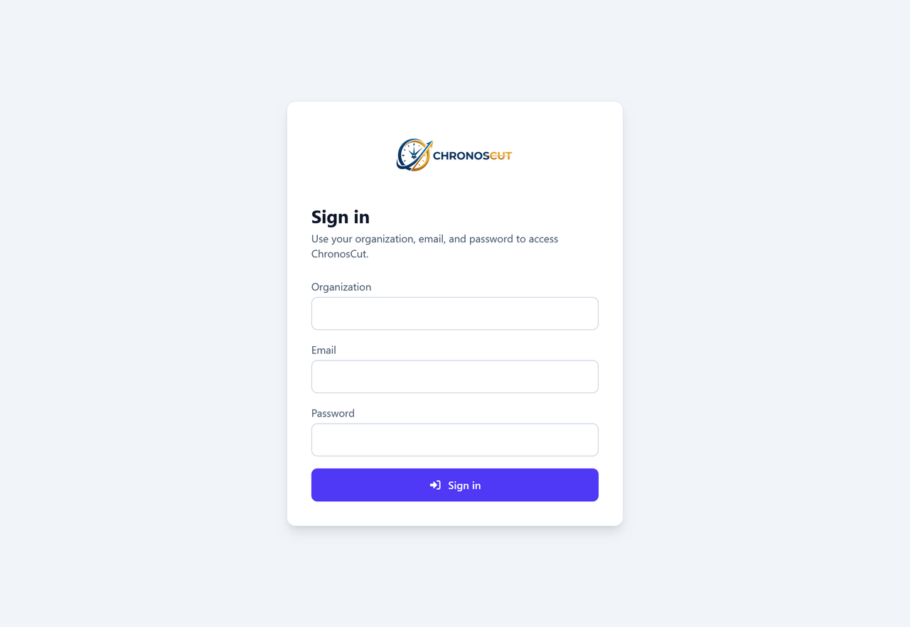 ChronosCut sign-in screen