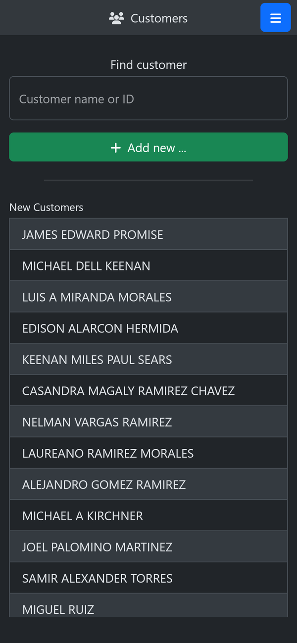 scrAPPy progressive web app customer list on a mobile device